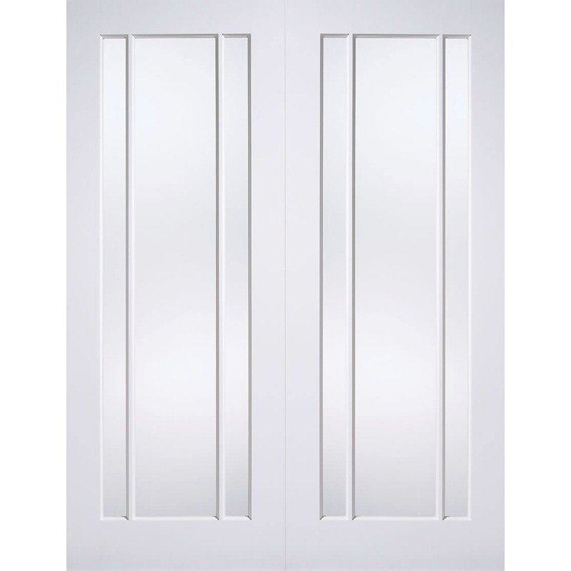 Internal Primed White Lincoln Glazed Solid Door Pairs